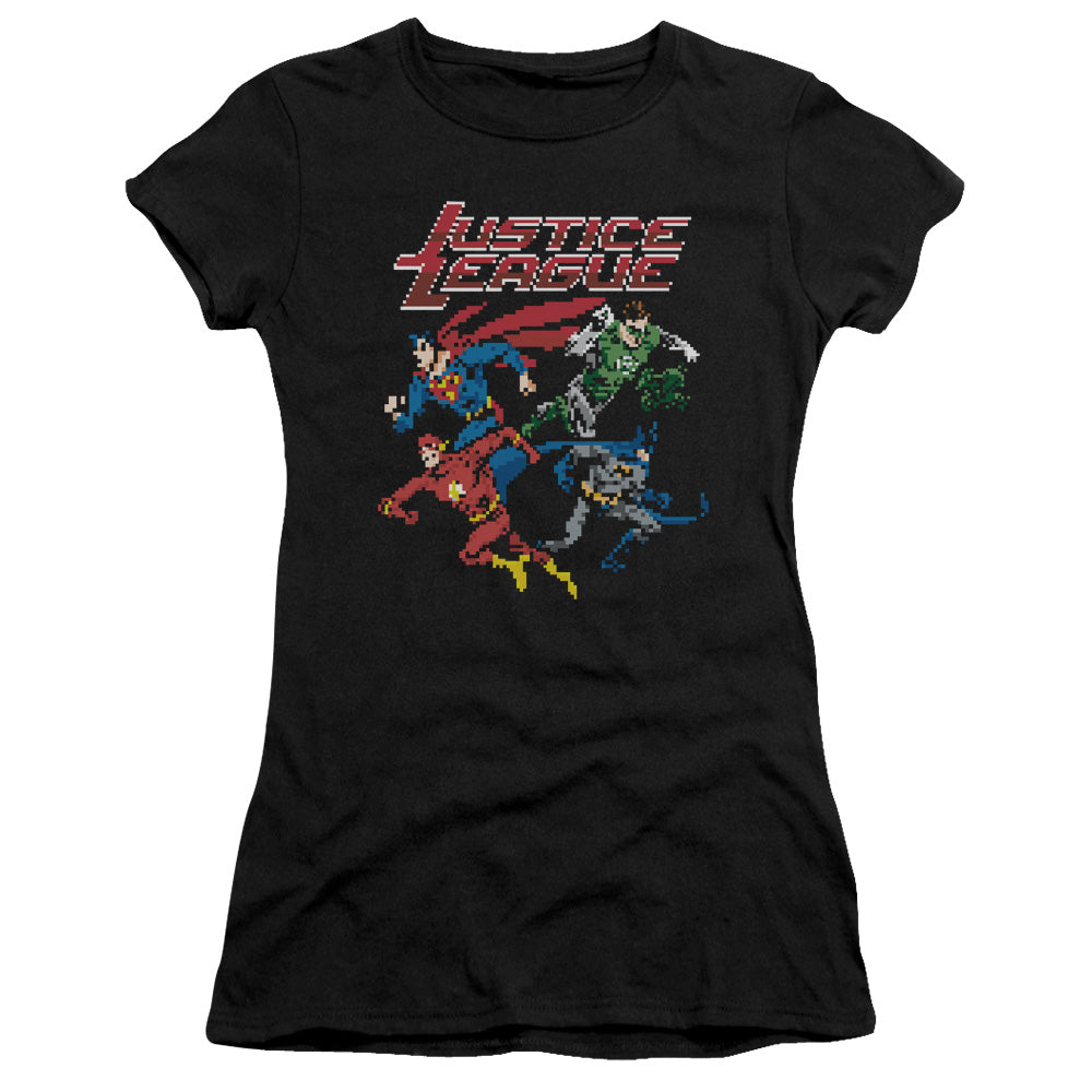 Jla - Pixel League - Short Sleeve Junior Sheer - Black T-shirt