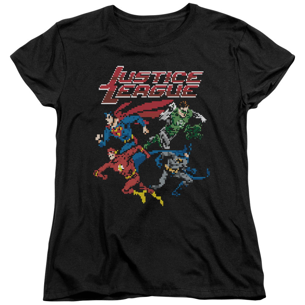 Jla - Pixel League - Short Sleeve Womens Tee - Black T-shirt