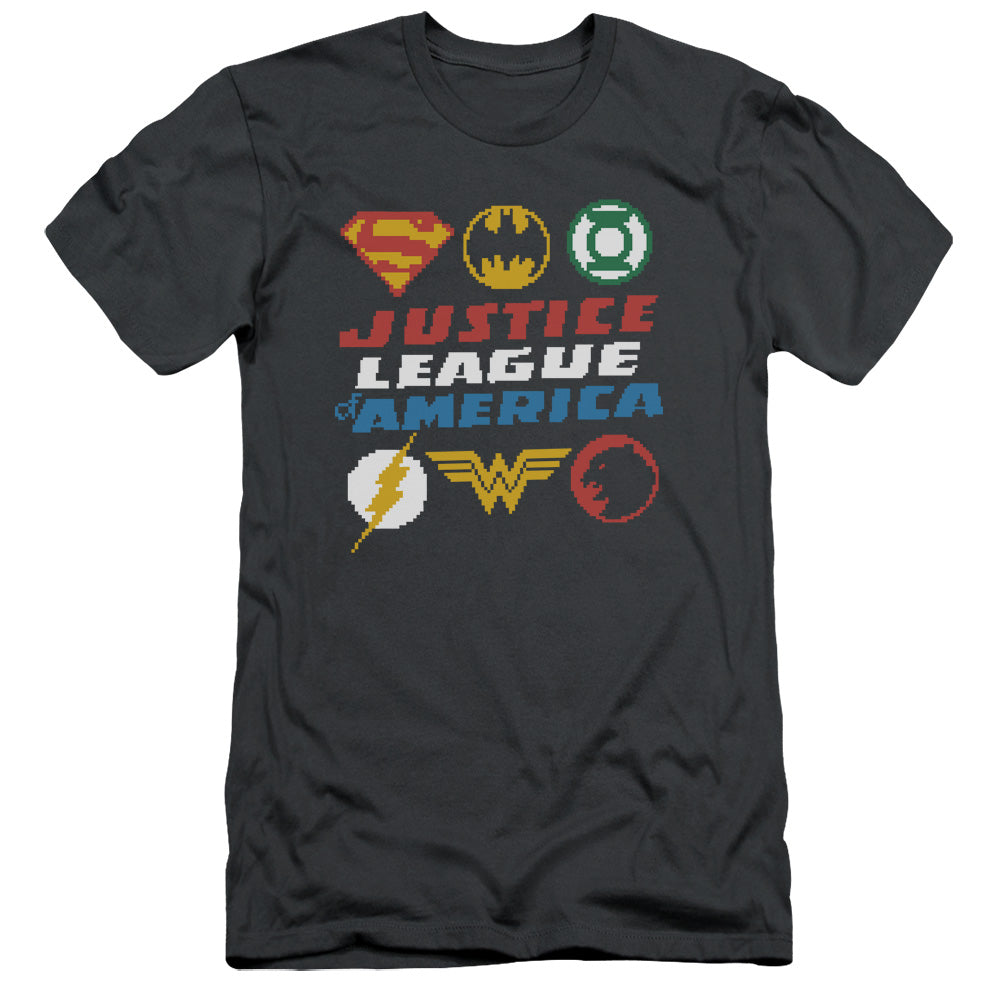 Jla - Pixel Logos - Short Sleeve Adult 30/1 - Charcoal T-shirt