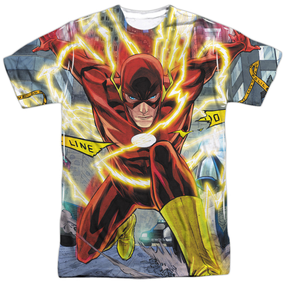 Jla - Police Line - Short Sleeve Adult Poly Crew - White T-shirt