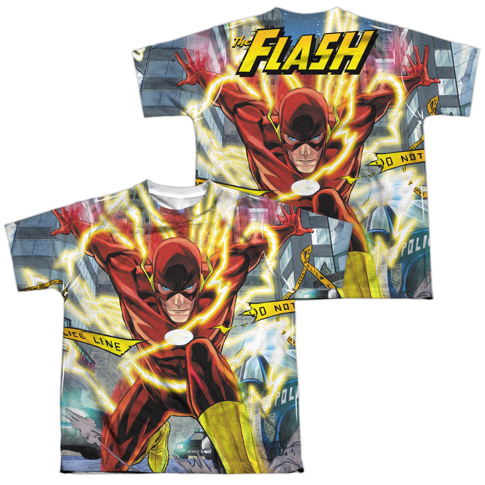 Jla - Police Line (Front/back Print) - Short Sleeve Youth Poly Crew - White T-shirt