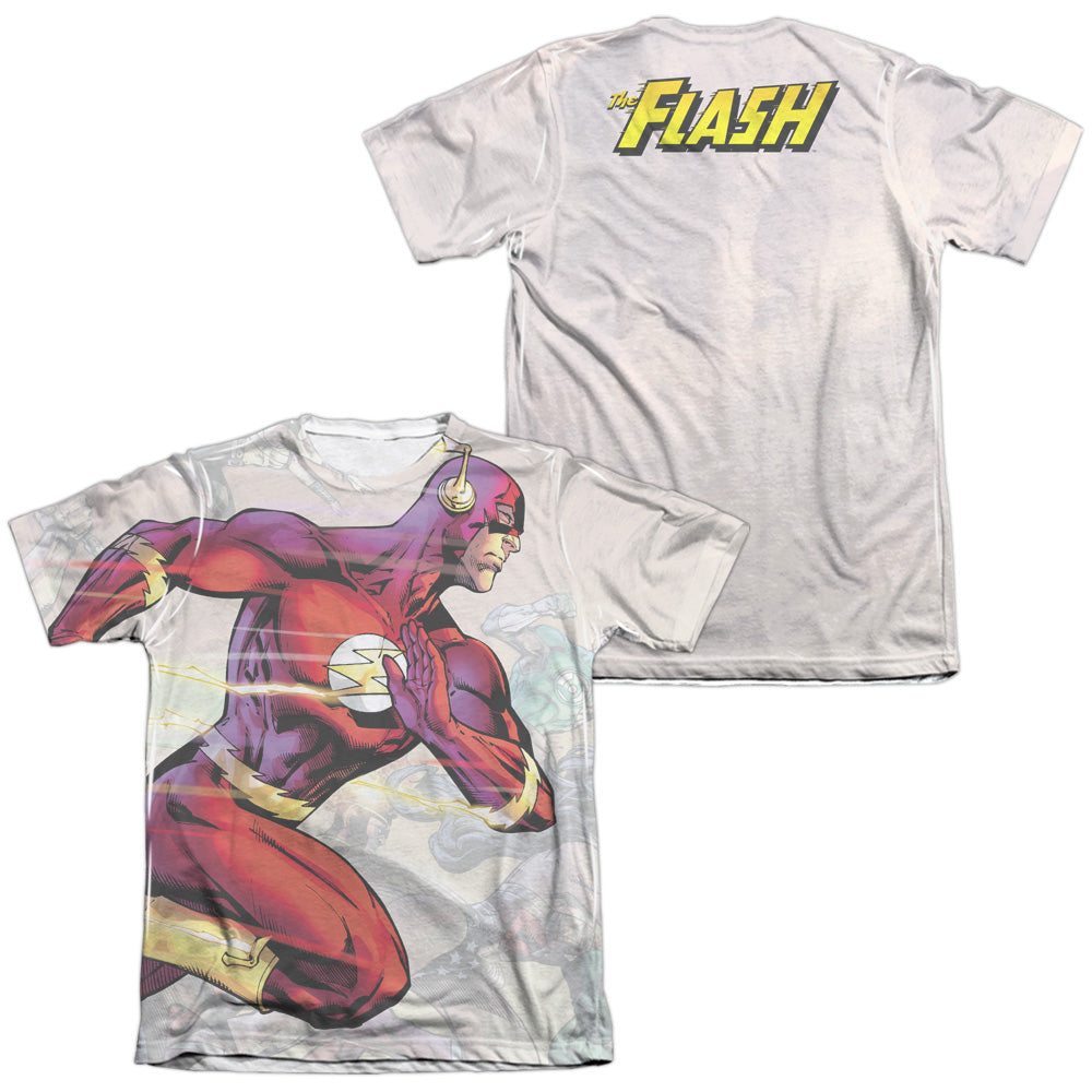 Jla - Taking The Lead (Front/back Print) - Adult Poly/cotton Short Sleeve Tee - White T-shirt