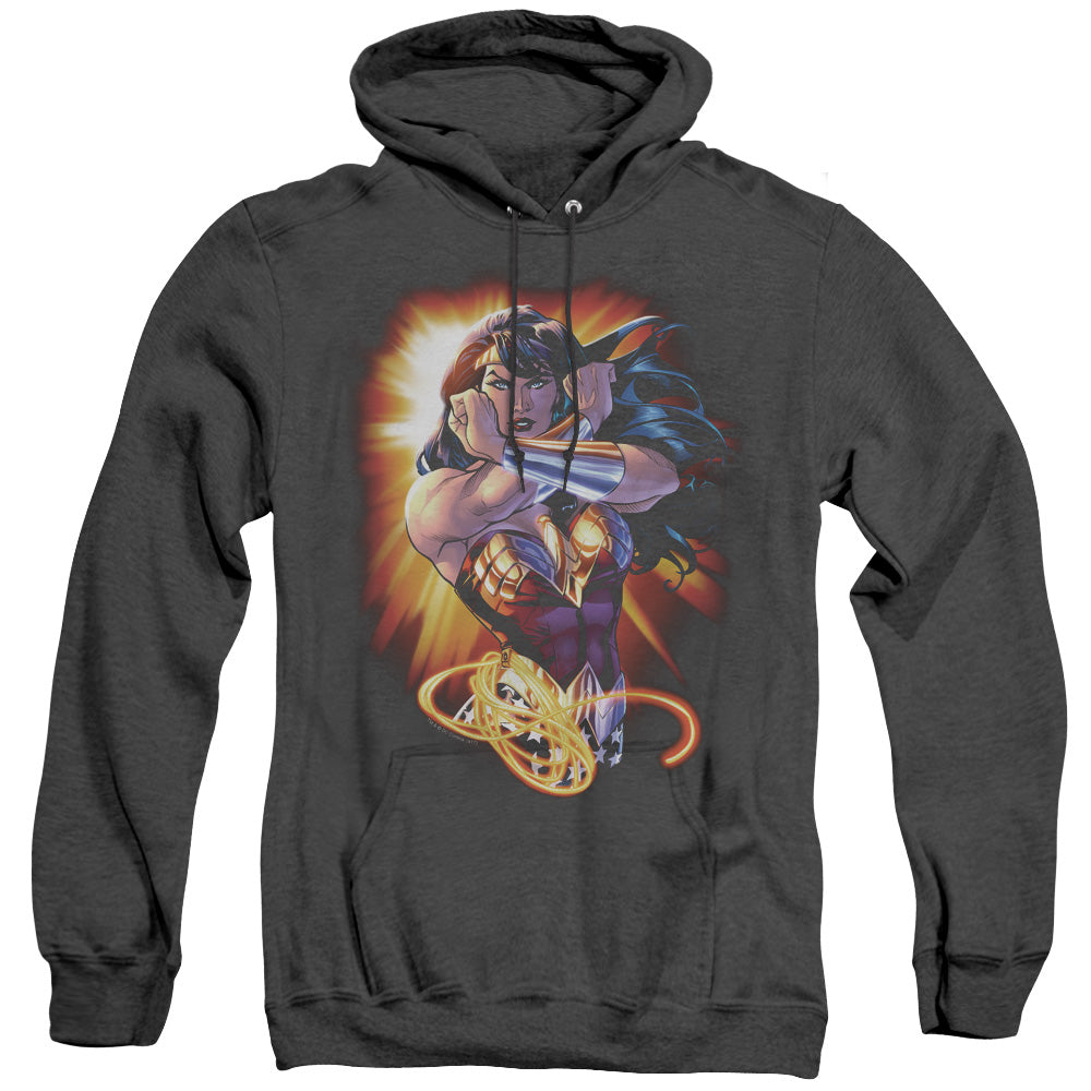 Jla - Wonder Rays - Adult Heather Hoodie - Black