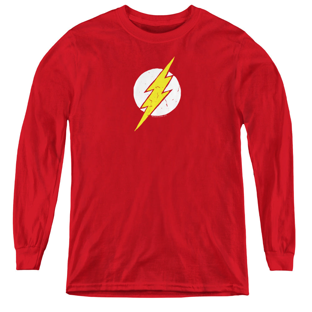 Jla - Rough Flash - Youth Long Sleeve Tee - Red
