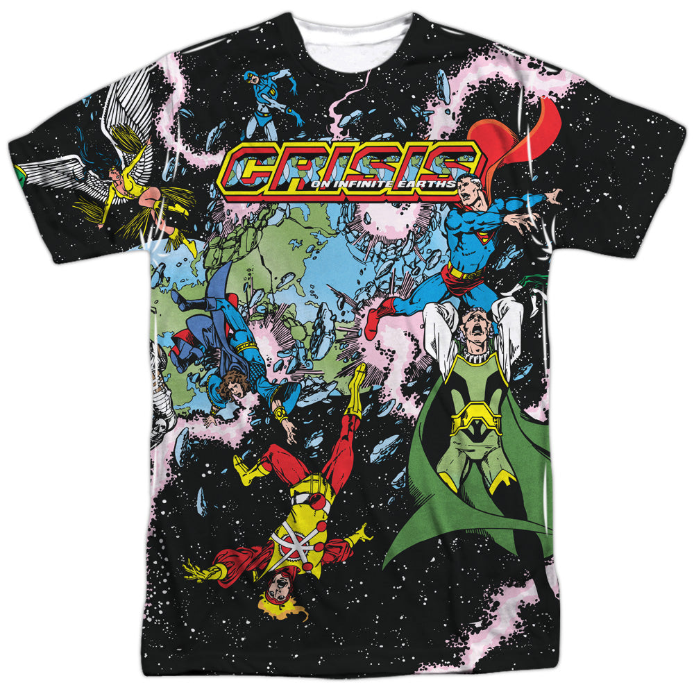 Jla - Crisis Variant - Short Sleeve Adult Poly Crew - White T-shirt