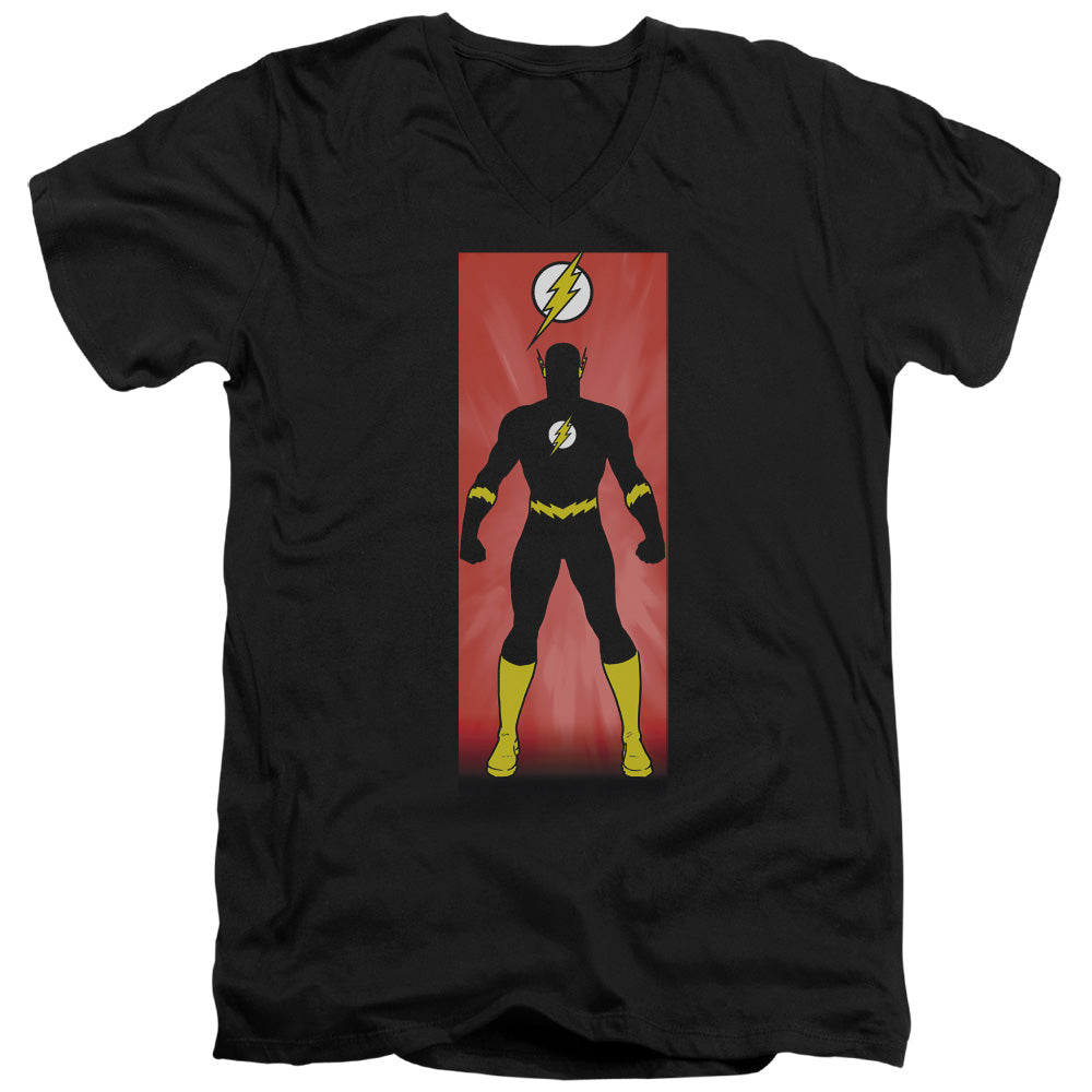 Jla - Flash Block - Short Sleeve Adult V-neck 30/1 - Black T-shirt