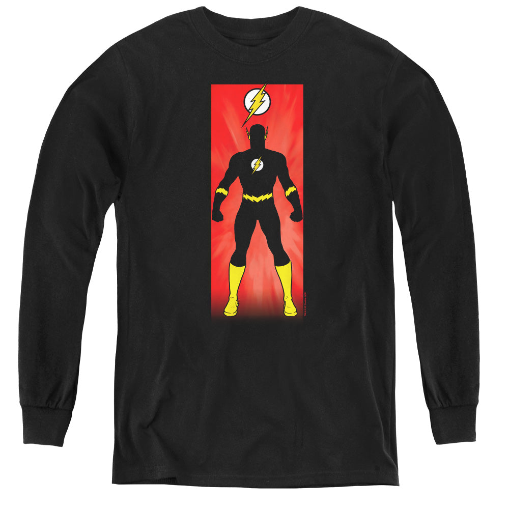 Jla - Flash Block - Youth Long Sleeve Tee - Black