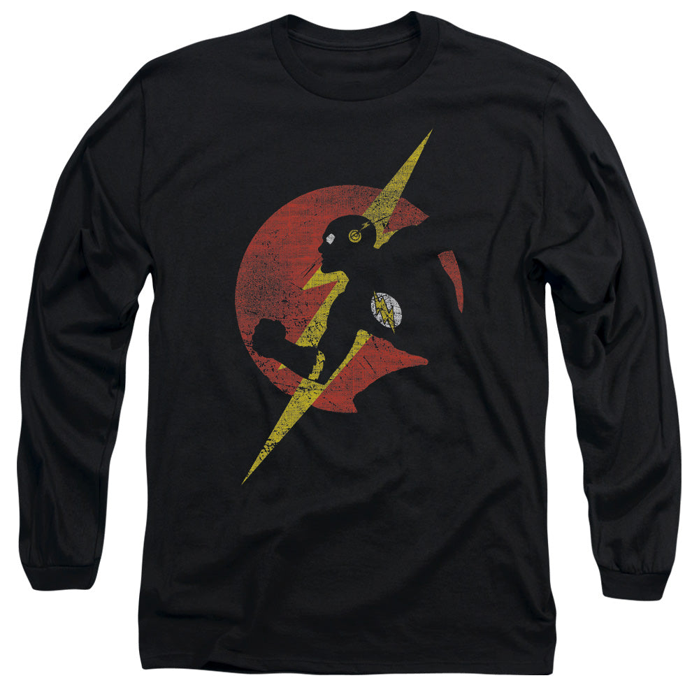 Jla - Flash Symbol Knockout - Long Sleeve Adult 18/1 - Black T-shirt