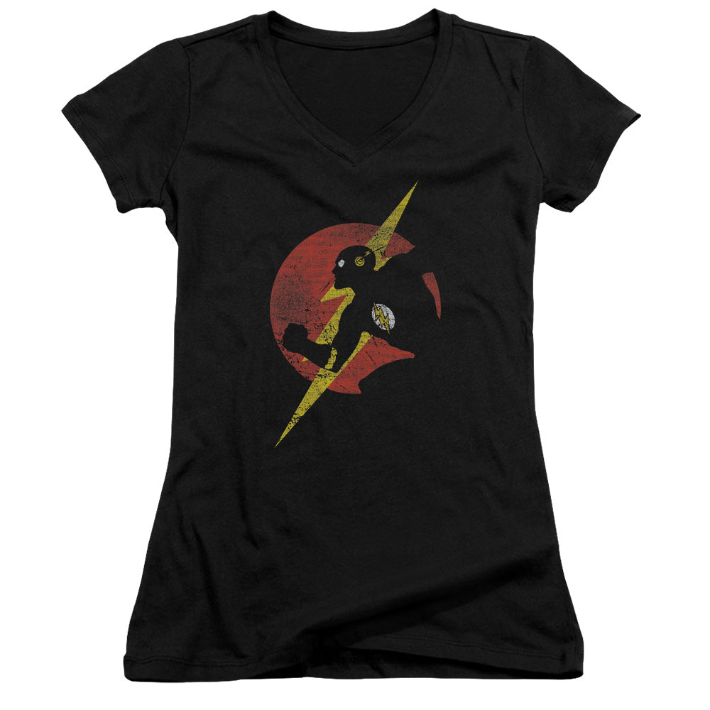 Jla - Flash Symbol Knockout-junior V-neck - Black
