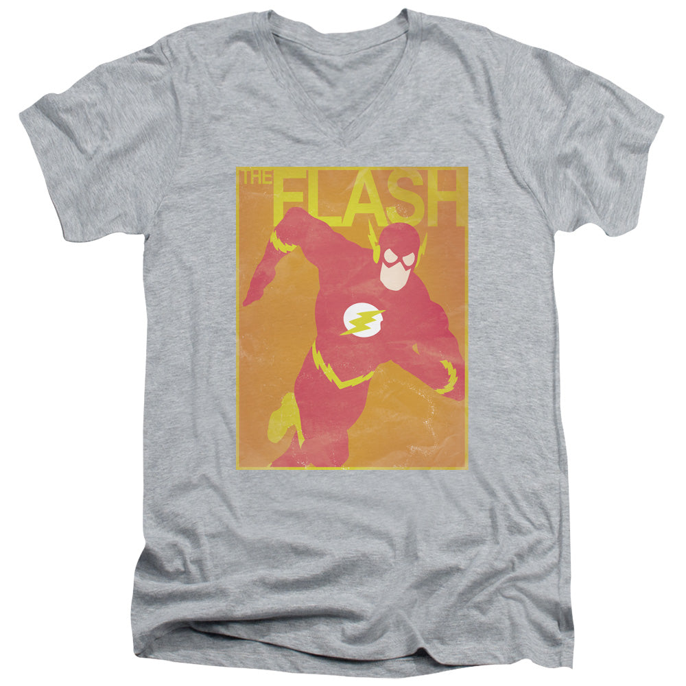 Jla - Simple Flash Poster - Short Sleeve Adult V-neck 30/1 - Athletic Heather T-shirt