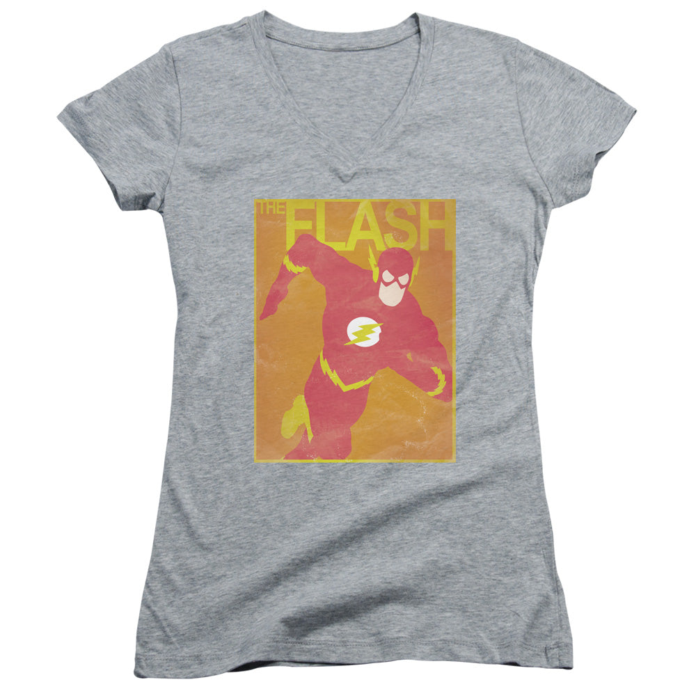 Jla - Simple Flash Poster-junior V-neck - Athletic Heather