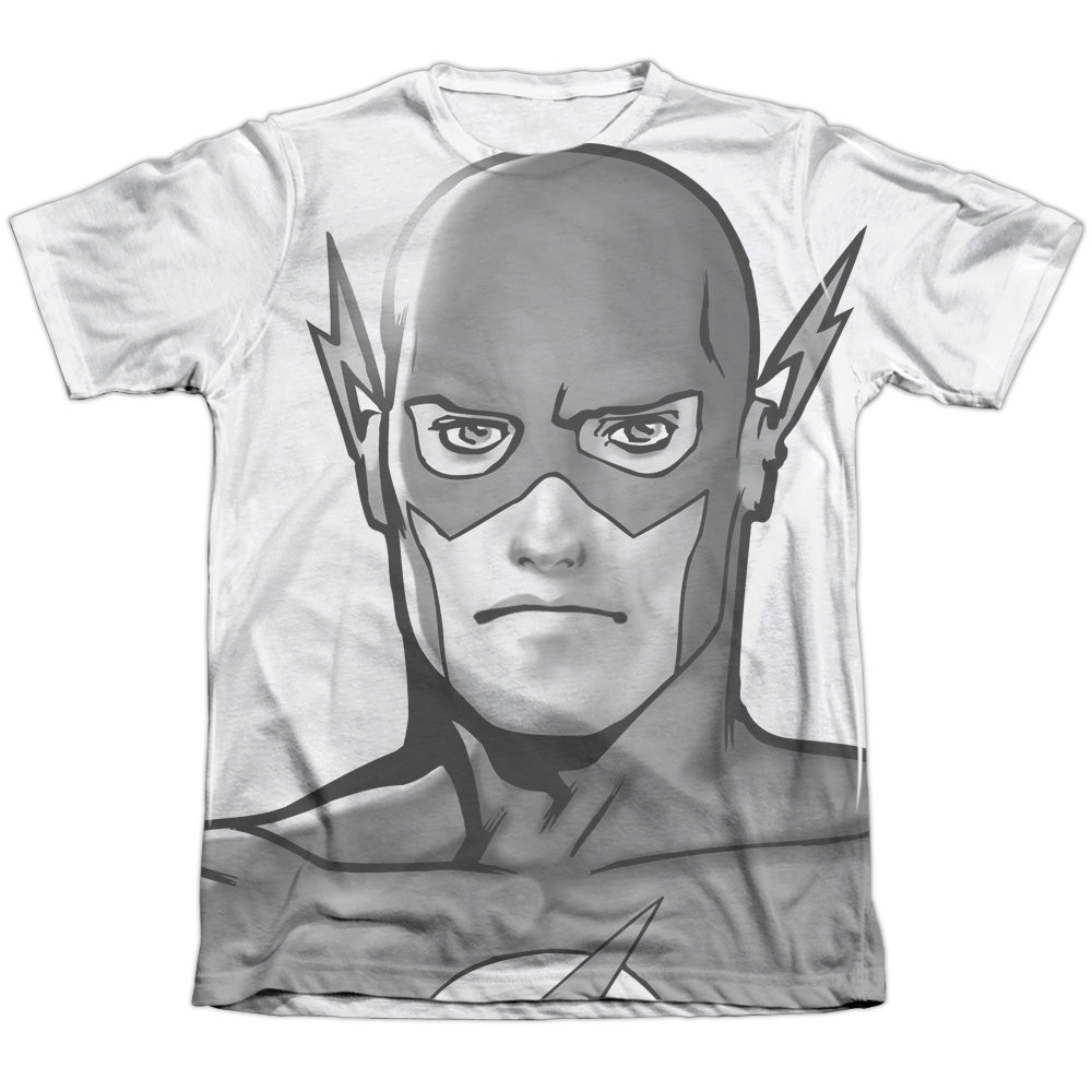 Jla - Bw Flash Head - Adult Poly/cotton Short Sleeve Tee - White T-shirt