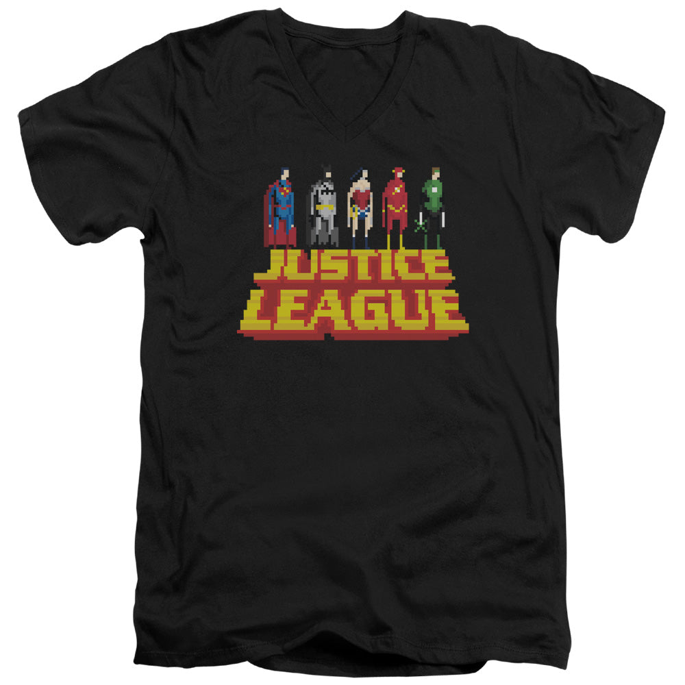 Jla - Standing Above - Short Sleeve Adult V-neck 30/1 - Black T-shirt