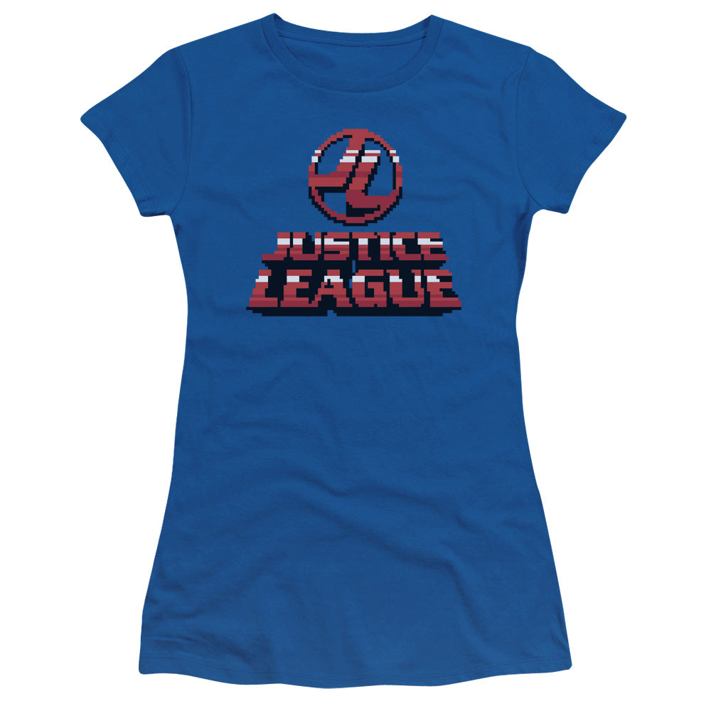 Jla - 8 Bit Jla - Short Sleeve Junior Sheer - Royal Blue T-shirt