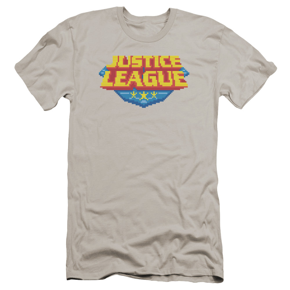 Jla - 8 Bit Logo-premuim Canvas Adult Slim Fit 30/1 - Silver