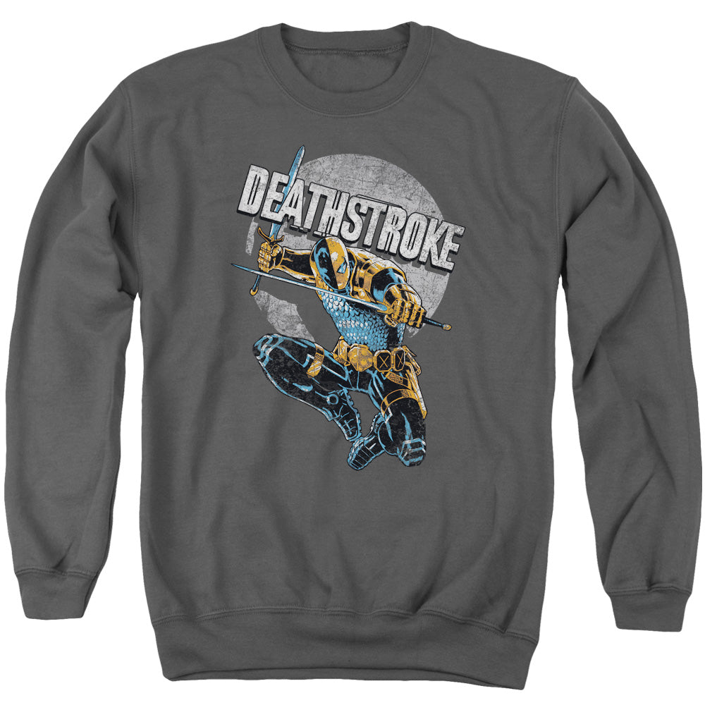 Jla - Deathstroke Retro - Adult Crewneck Sweatshirt - Charcoal