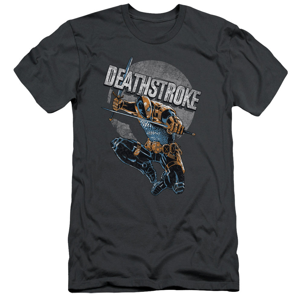 Jla - Deathstroke Retro - Short Sleeve Adult 30/1 - Charcoal T-shirt