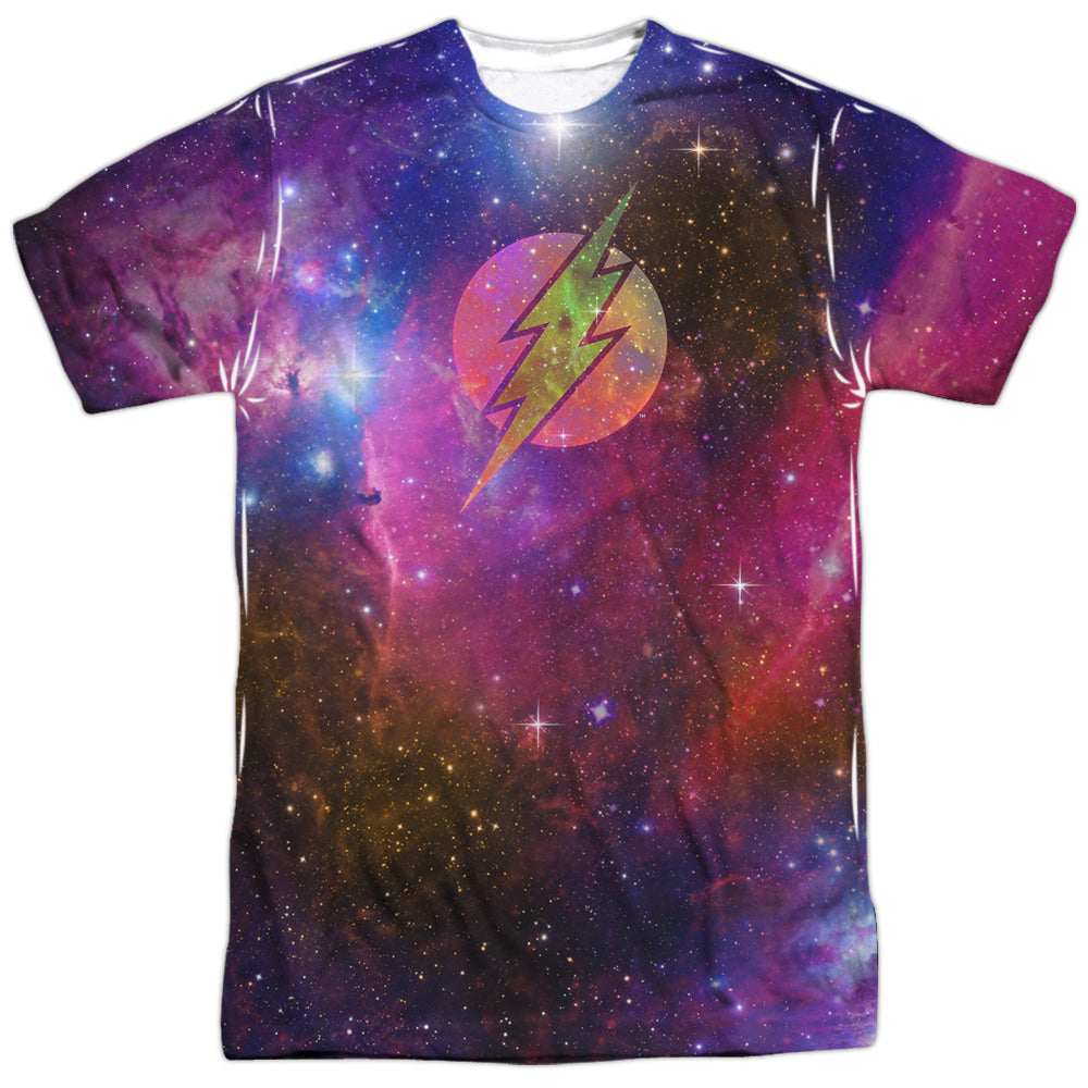 Jla - Flash Galaxy - Short Sleeve Adult Poly Crew - White T-shirt