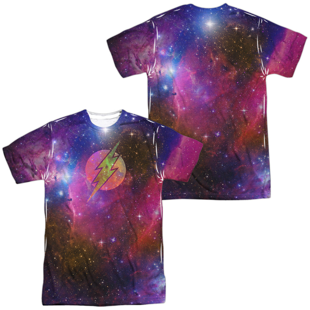 Jla - Flash Galaxy (Front/back Print) - Short Sleeve Adult Poly Crew - White T-shirt