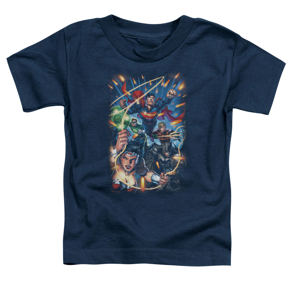 Jla - Under Attack - Short Sleeve Toddler Tee - Navy T-shirt