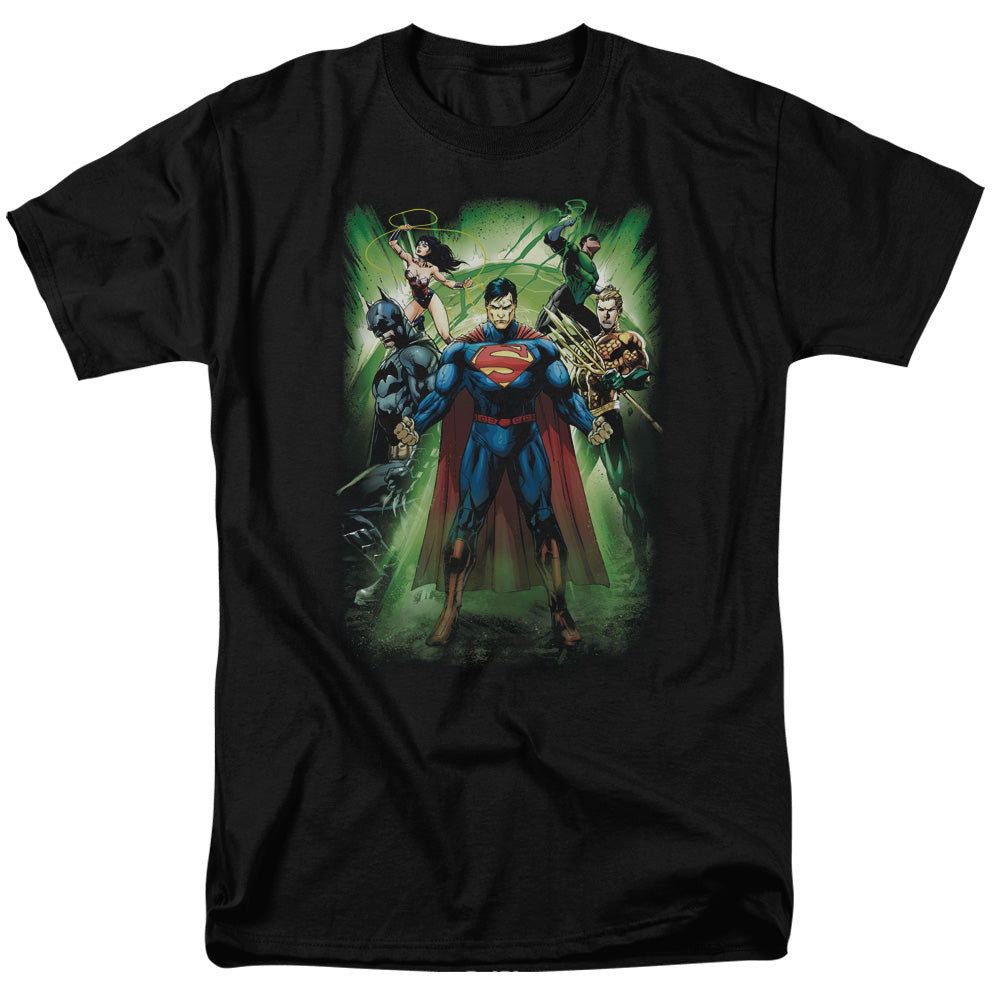 Jla - Power Burst - Short Sleeve Adult 18/1 - Black T-shirt