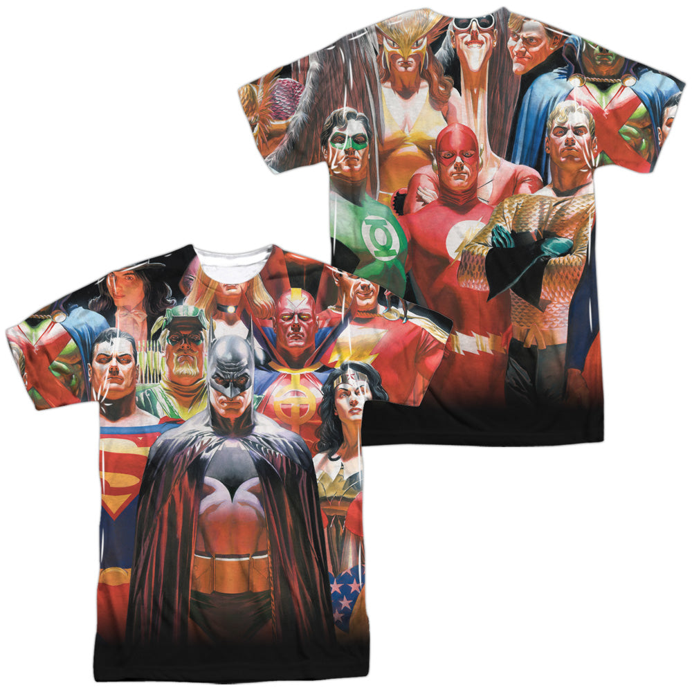 JLA WALL OF HEROES (FRONT/BACK PRINT)-S/S ADULT T-Shirt