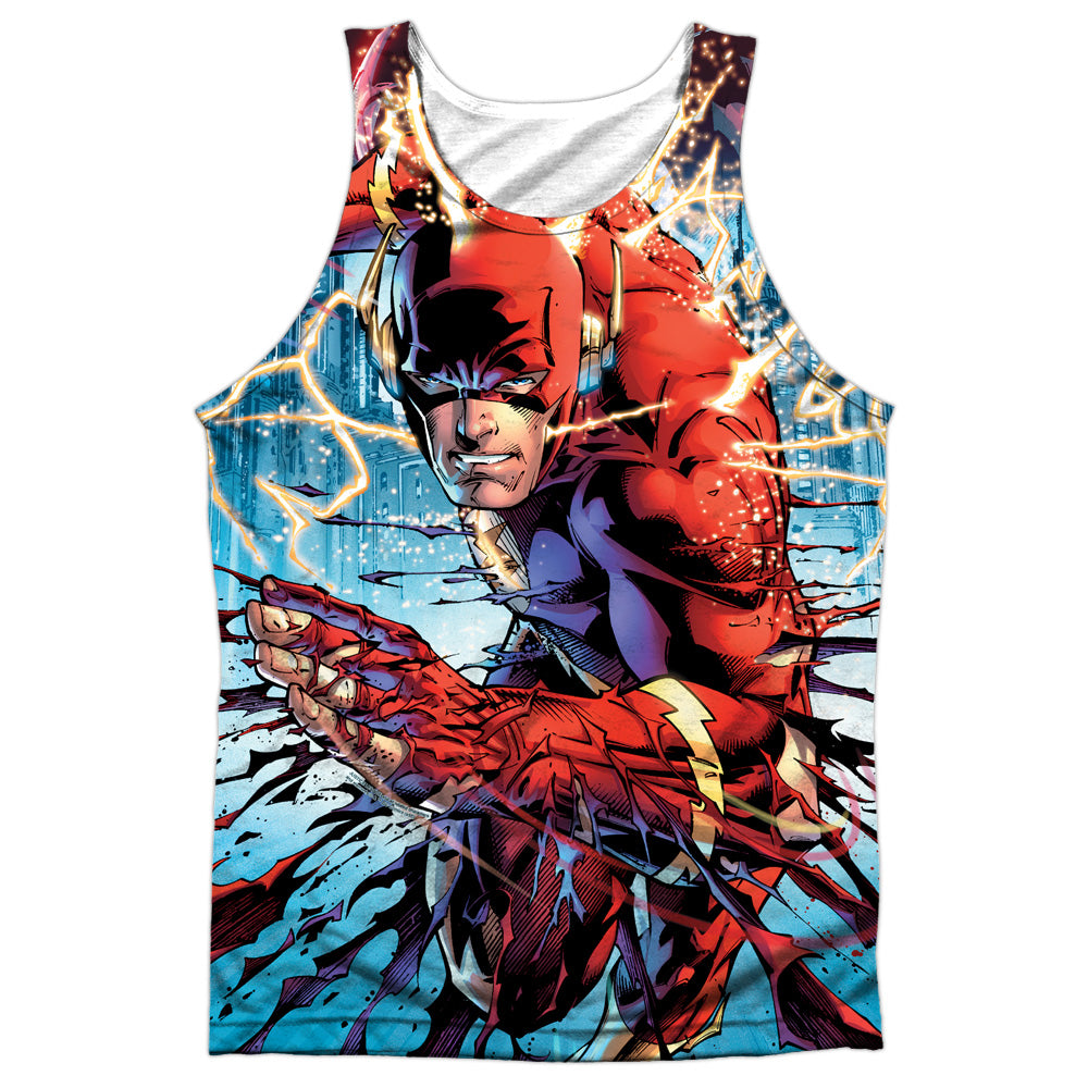 Jla - Ripping And Tearing - Adult 100% Poly Tank Top - White