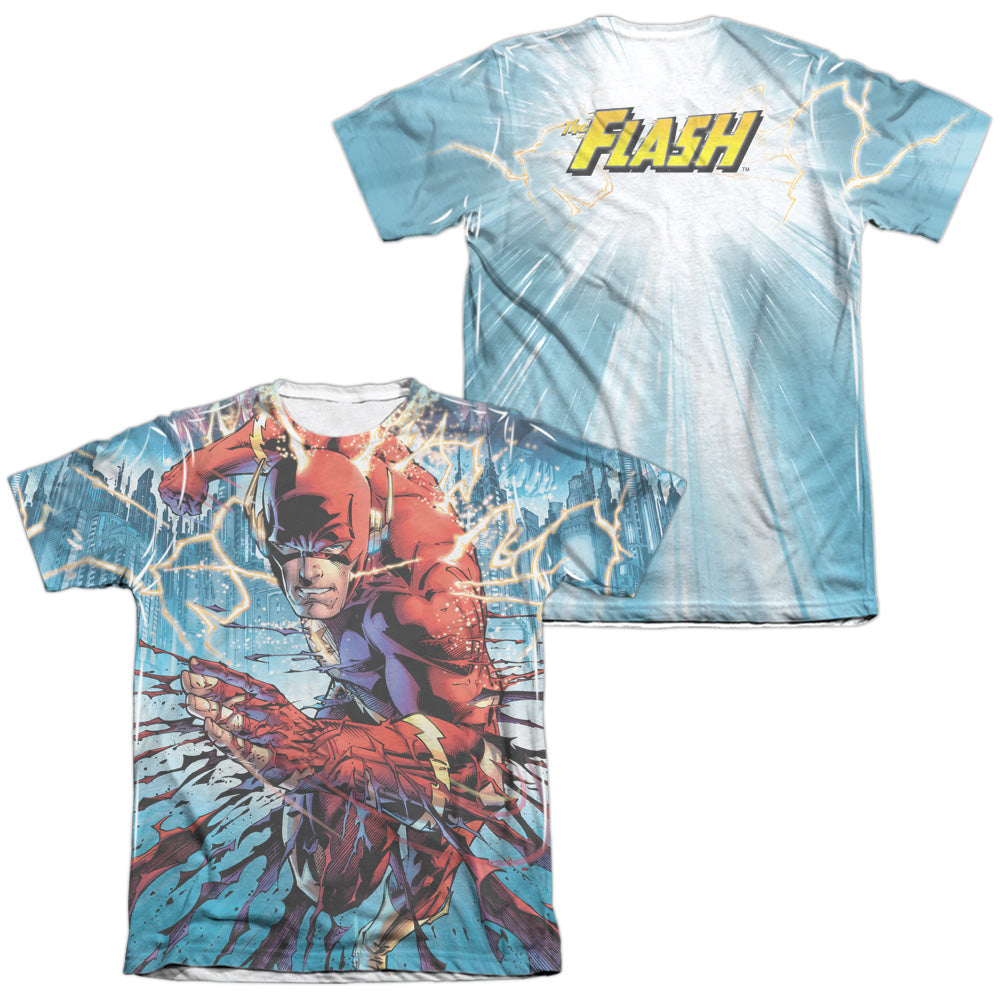 Jla - Ripping And Tearing (Front/back Print) - Adult Poly/cotton Short Sleeve Tee - White T-shirt