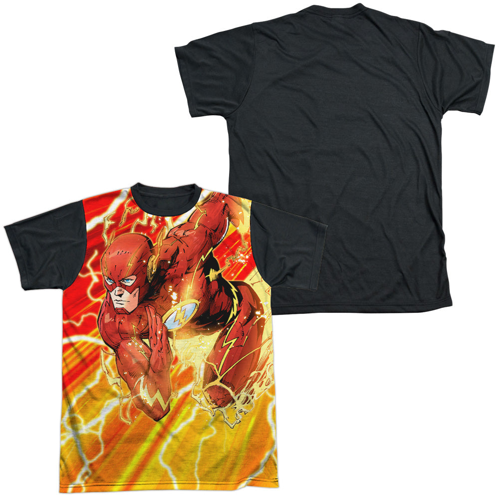 Jla - Lightning Dash - Short Sleeve Adult White Front Black Back - White T-shirt