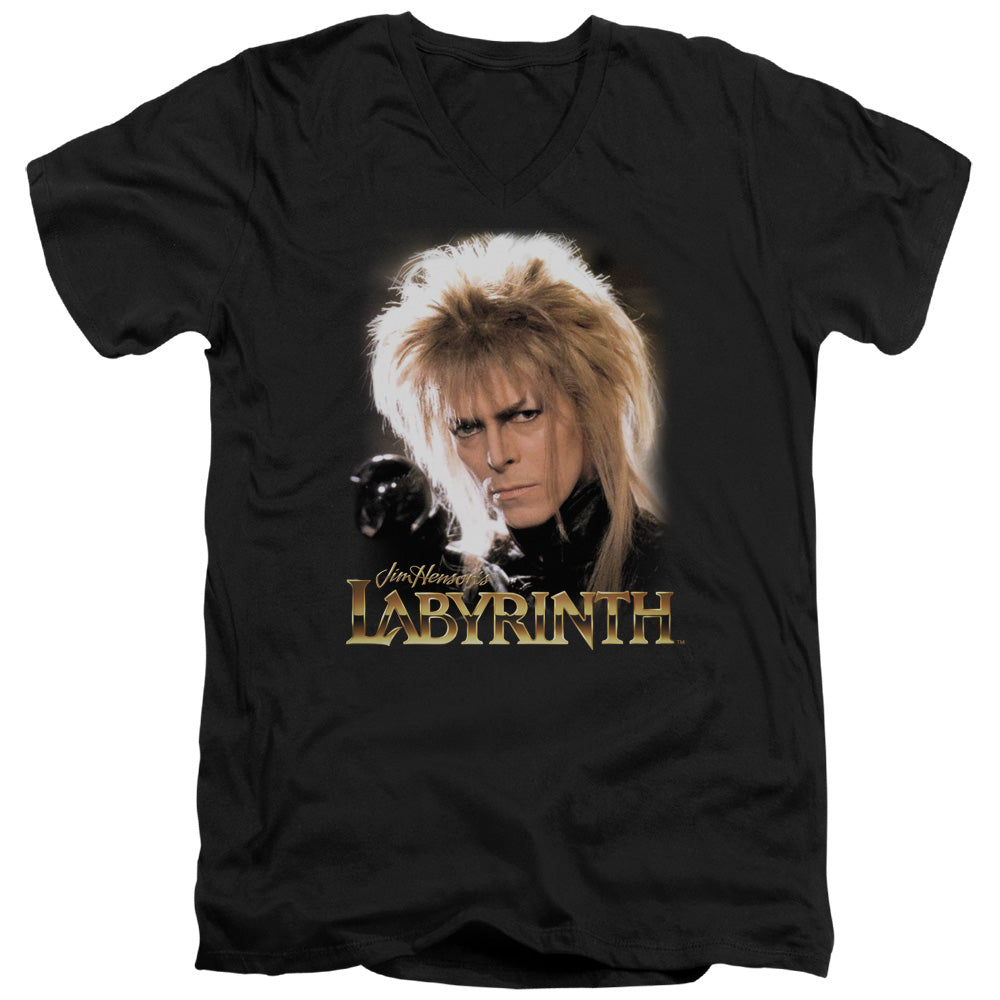 Labyrinth - Jareth - Short Sleeve Adult V-neck - Black T-shirt