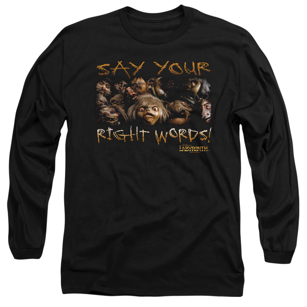 Labyrinth - Say Your Right Words - Long Sleeve Adult 18/1 - Black T-shirt