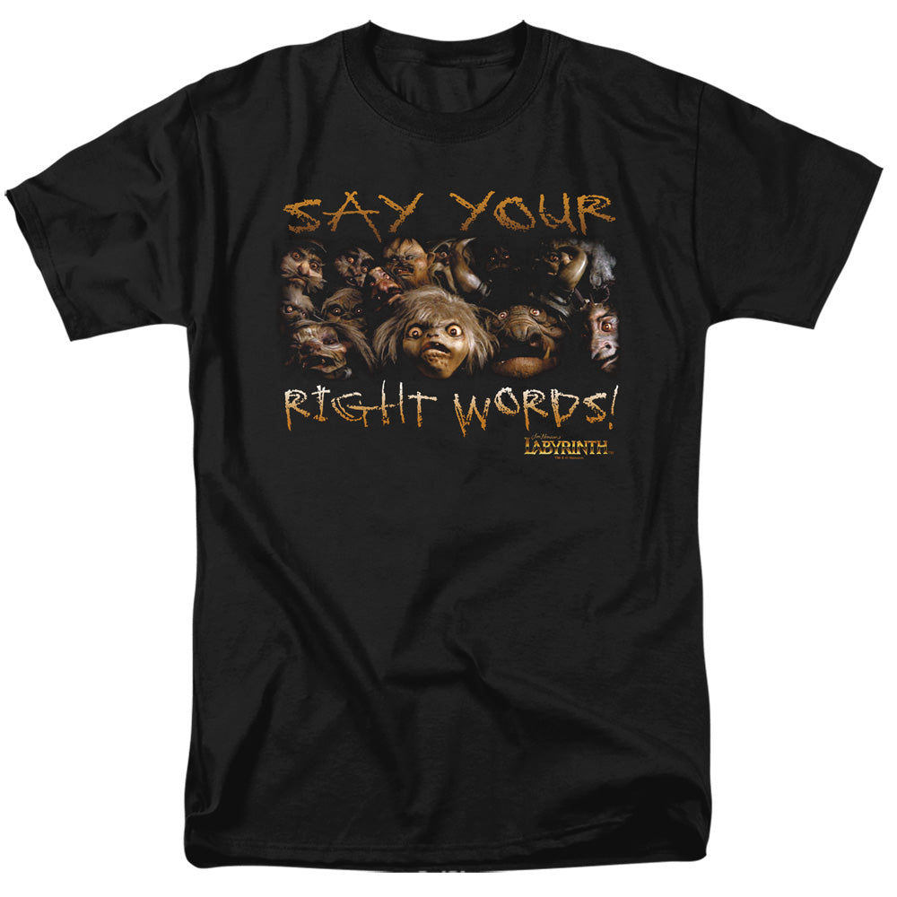 Labyrinth - Say Your Right Words - Short Sleeve Adult 18/1 - Black T-shirt