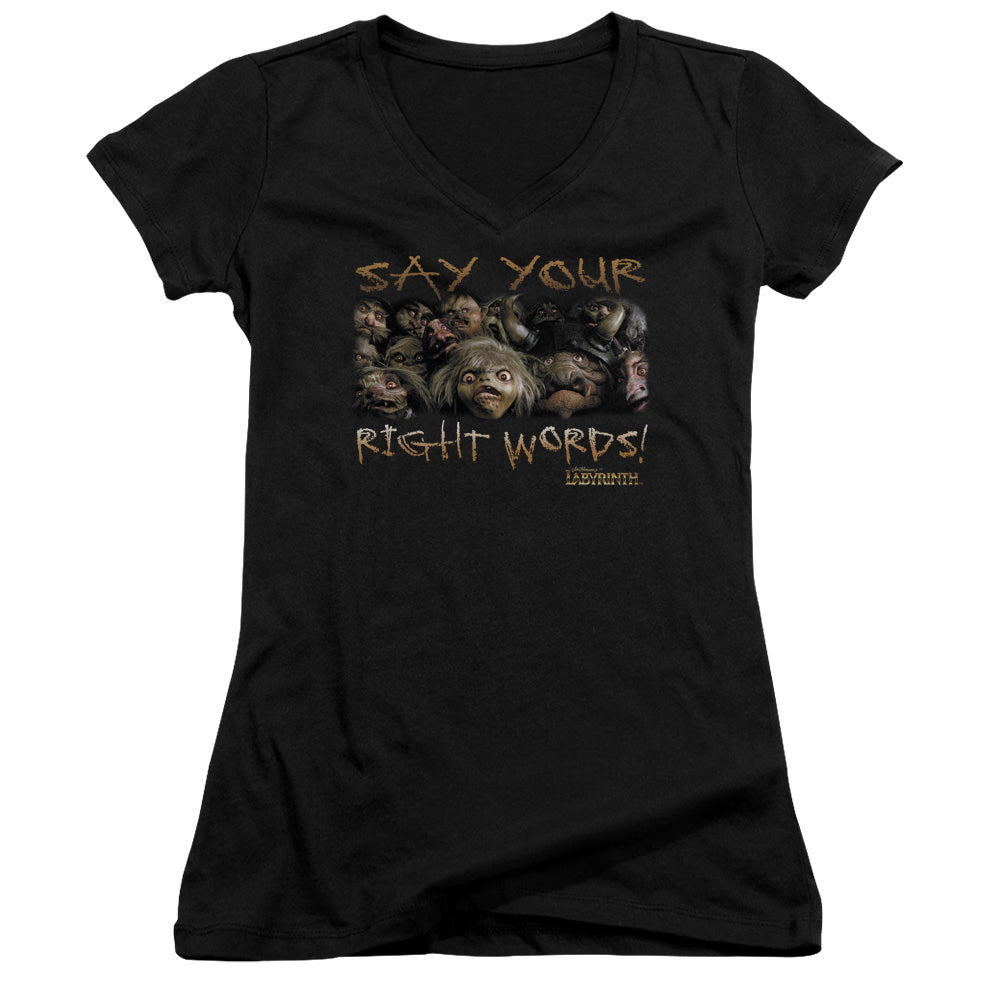 Labyrinth - Say Your Right Words - Junior V-neck - Black
