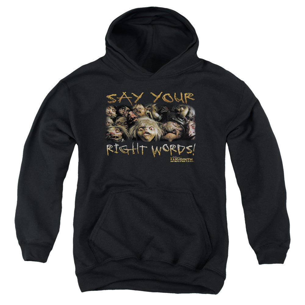 Labyrinth - Say Your Right Words - Youth Pull-over Hoodie - Black