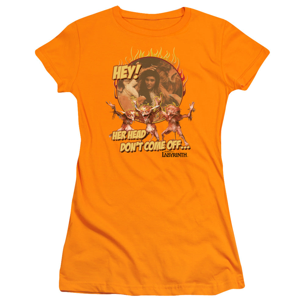 Labyrinth - Head Dont Come Off - Short Sleeve Junior Sheer - Orange T-shirt