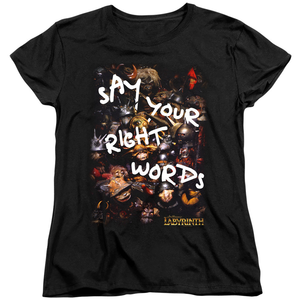 Labyrinth - Right Words - Short Sleeve Womens Tee - Black T-shirt