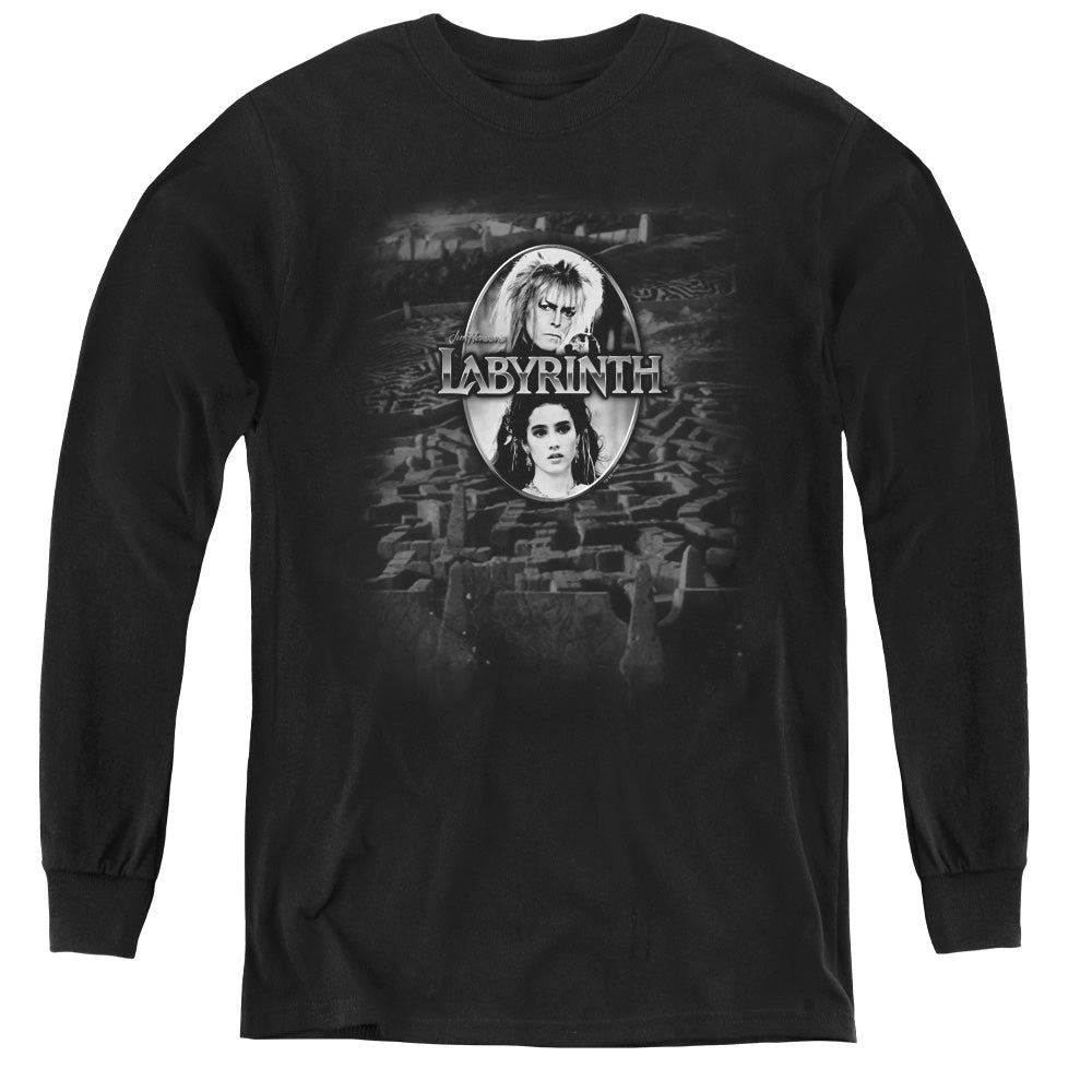 Labyrinth - Maze - Youth Long Sleeve Tee - Black