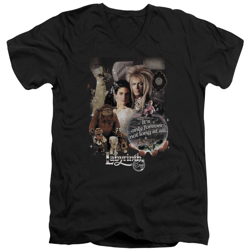 Labyrinth - 25 Years Of Magic - Short Sleeve Adult V-neck - Black T-shirt