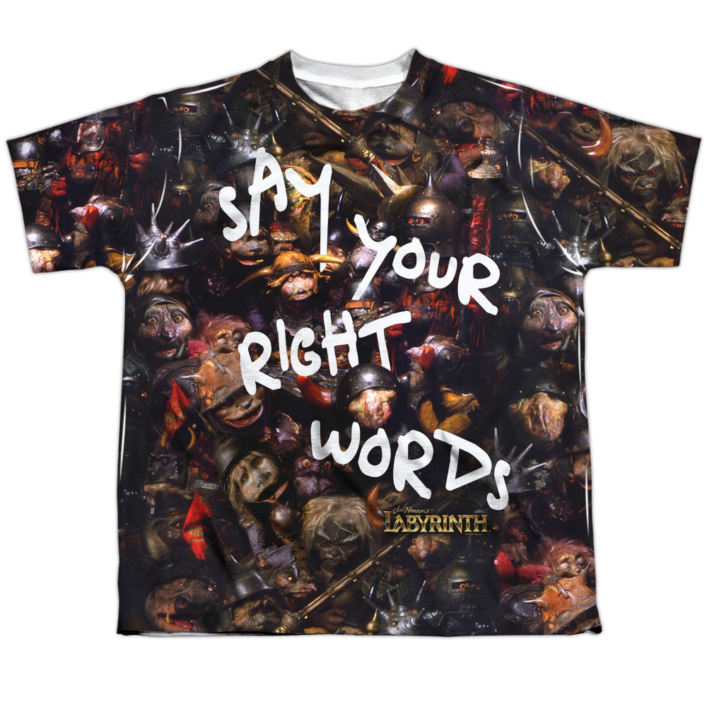 Labyrinth - Right Words - Short Sleeve Youth Poly Crew - White T-shirt