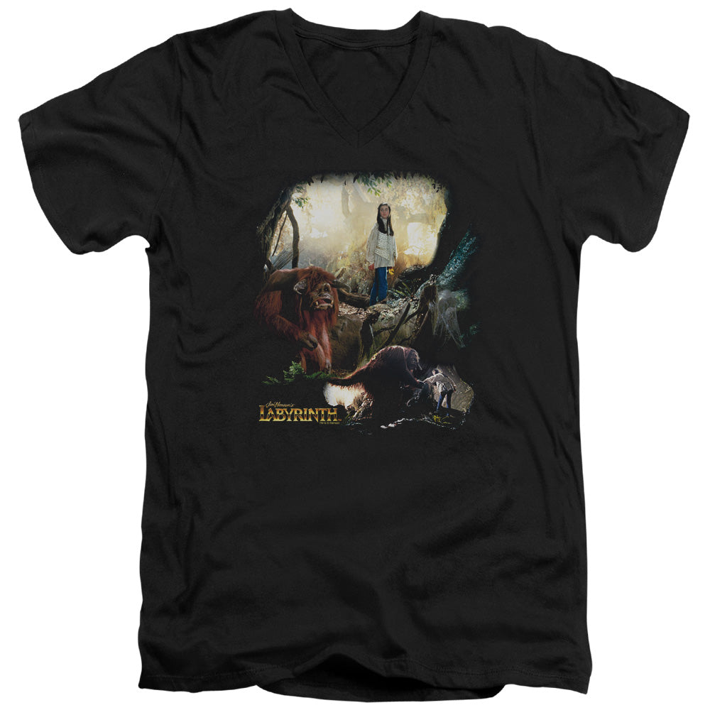 Labyrinth - Sarah & Ludo - Short Sleeve Adult V-neck 30/1 - Black T-shirt