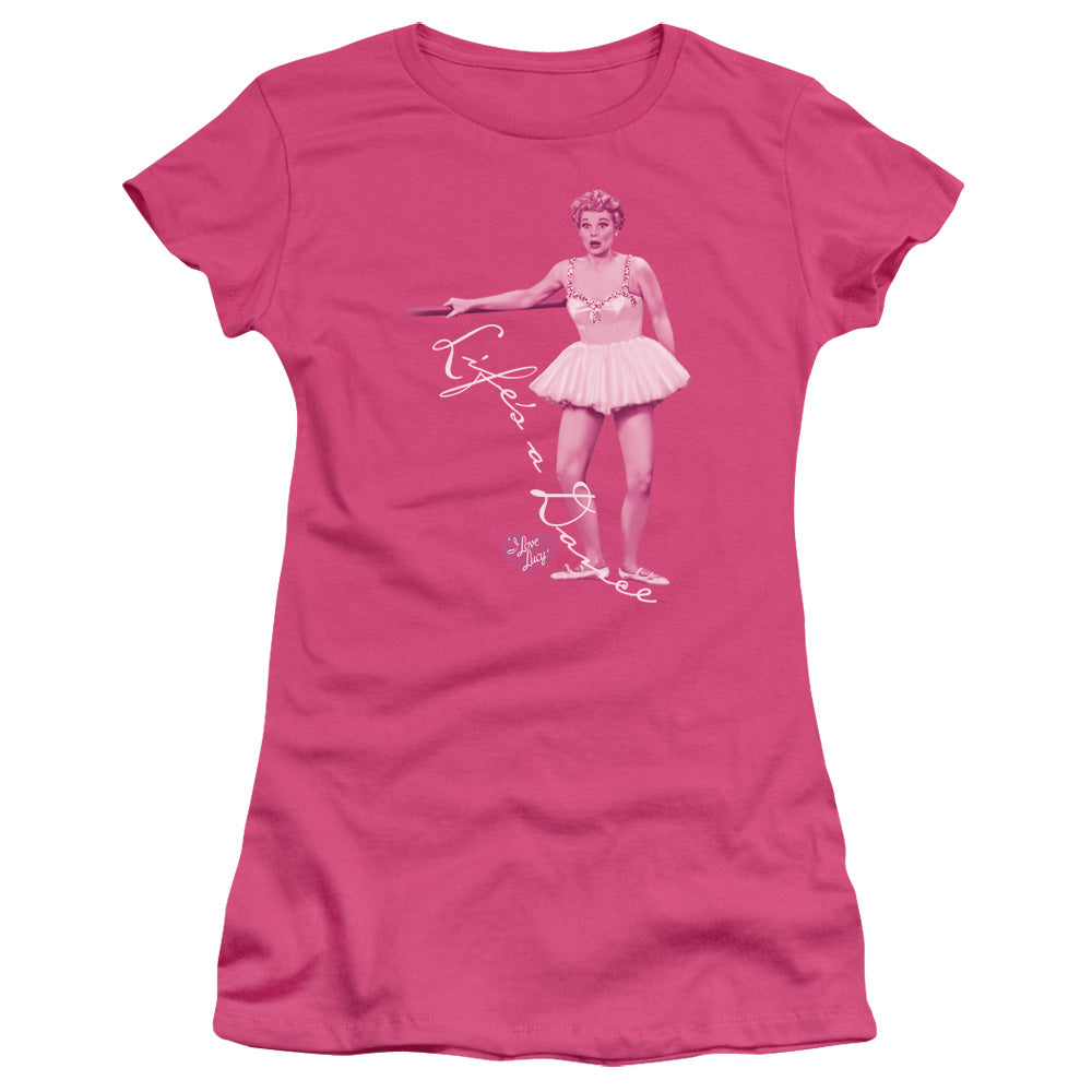 I Love Lucy - Lifes A Big Dance - Short Sleeve Junior Sheer - Hot Pink T-shirt