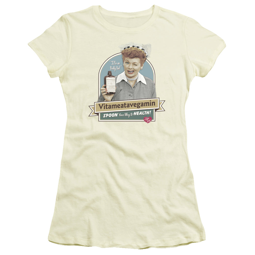 I Love Lucy - Spoon To Health - Short Sleeve Junior Sheer - Cream T-shirt