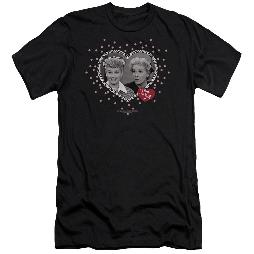 I Love Lucy - Hearts And Dots-premuim Canvas Adult Slim Fit 30/1 - Black