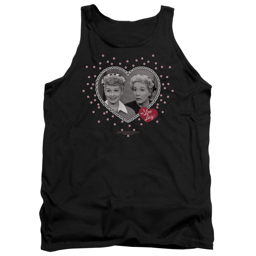 I Love Lucy - Hearts And Dots - Adult Tank - Black