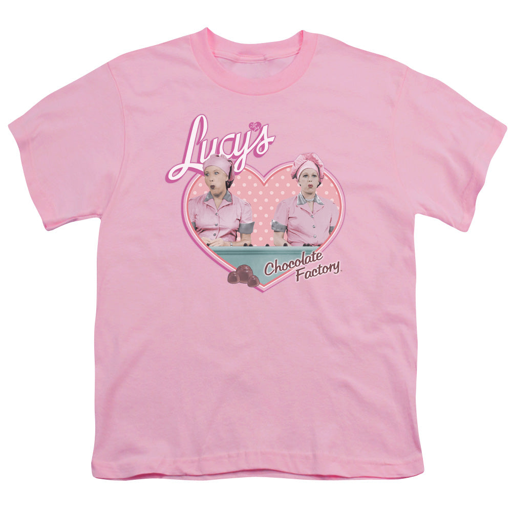 I Love Lucy - Chocolate Factory - Short Sleeve Youth 18/1 - Pink T-shirt