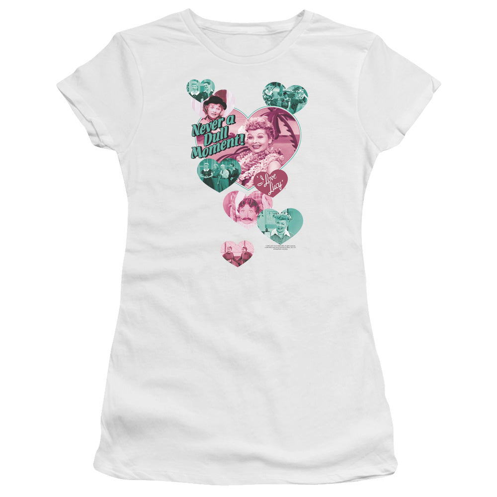 I Love Lucy - Never A Dull Moment - Short Sleeve Junior Sheer - White T-shirt