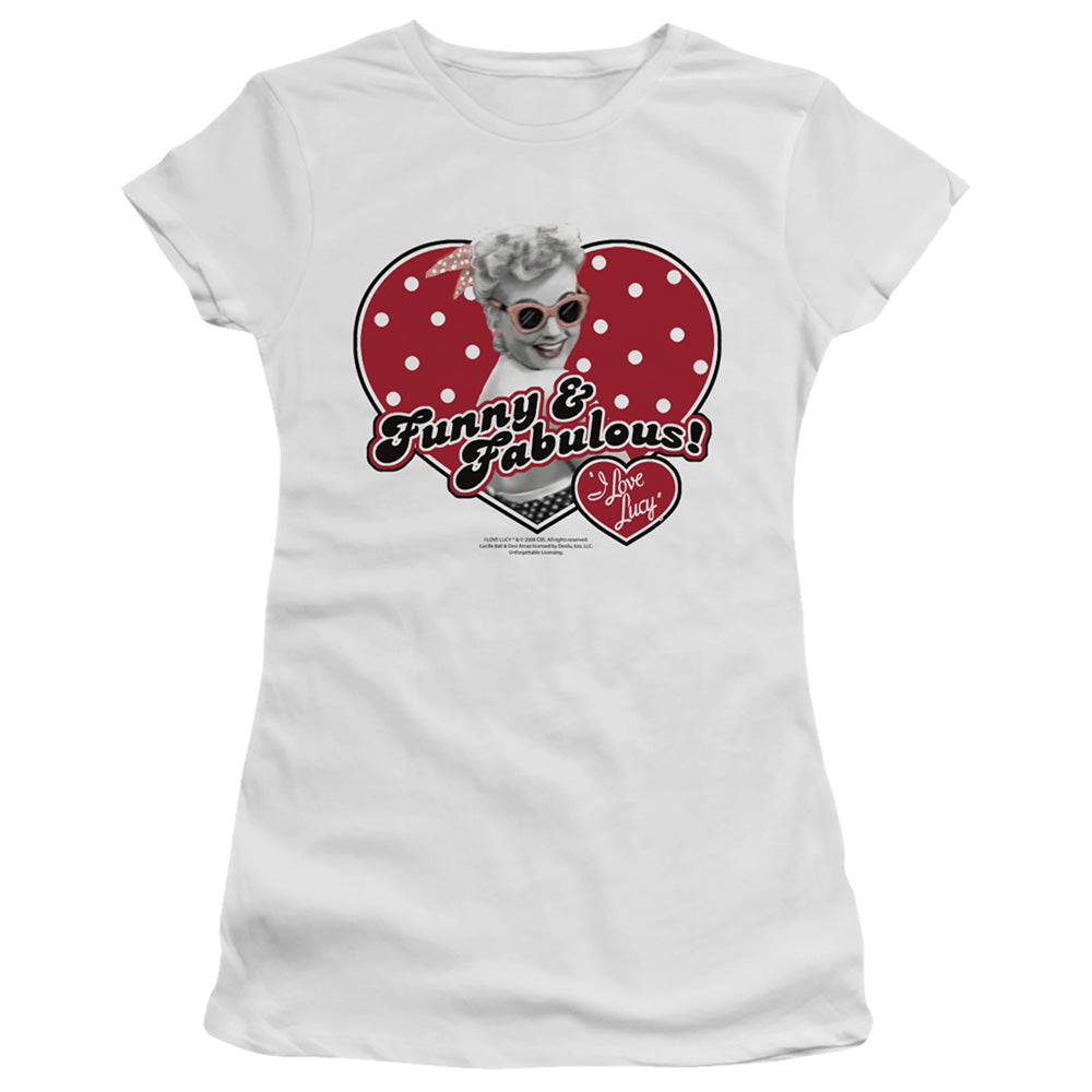 I Love Lucy - Funny And Fabulous - Short Sleeve Junior Sheer - White T-shirt