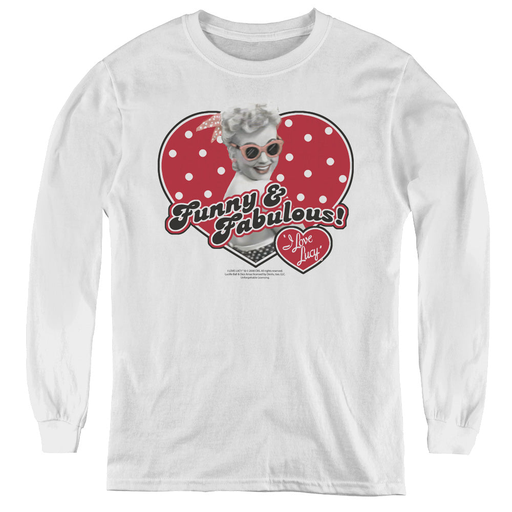 I Love Lucy - Funny & Fabulous - Youth Long Sleeve Tee - White
