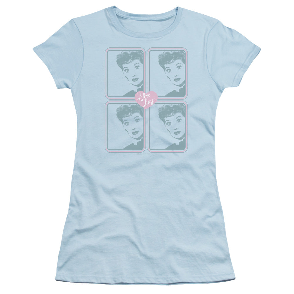 I Love Lucy - Lucy Squared - Short Sleeve Junior Sheer - Light Blue T-shirt