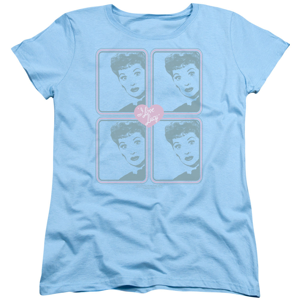 I Love Lucy - Lucy Squared - Short Sleeve Womens Tee - Light Blue T-shirt